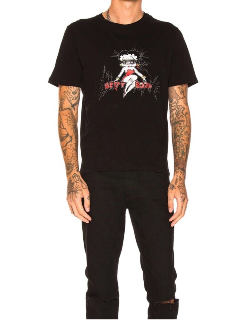 SAINT LAURENT Betty Boop Embroidered Tee XL